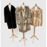 Three vintage fur coats - coney (label size 16) beaver lamb, and one other, possibly a raccoon.