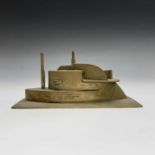 Great War Submarine interest, A World War I brass model of 'U.C.44', with the inscription 'U.C.44