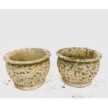 A pair of planters with floral decoration, stamped Shurston Earl, height 22cm.