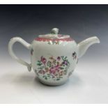 An 18th century Chinese export Famille rose teapot and cover, with trellis painted borders, height