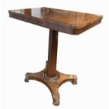 A William IV rosewood occasional table, the rectangular top above an octagonal stem and shaped