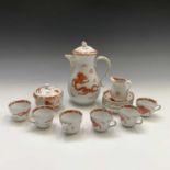 A Meissen 'Ming Dragon' pattern porcelain tea service comprising coffee pot, lidded sugar basin,