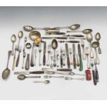 A quantity of silver plated cutlery, to include a 19th century opaline glass handled knife,