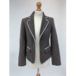 A Boden wool jacket with floral trim, size 10, a wool, tweed style fitted jacket with cape collar