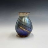 A Studio glass vase, signed Peter St Clair, with striated decoration, dated 1993, height 11.5cm.