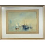 Charles A JACQUES (1921- 2008) Boats Becalmed WatercolourSignedFurther signed on the mount 23 x 33.