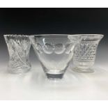 A Stuart crystal vase, of tapered form with circular cut decoration, height 17cm, together with