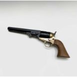 A Henry Krank, Pudsey replica Colt revolver, with blued steel barrel and brass frame, total length