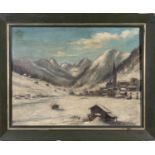 Alpine Villiage, an oil painting on canvas initialled J.S.D. and dated 1901 27 x 35cm