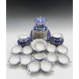 An extensive Wedgwood 'Langsyne' blue and white part tea service, pattern no. Y6430, comprising milk