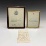 Buckingham Palace, a 1988 signed letter from a lady in waiting, a printed Clarence House letter