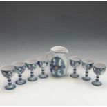 An Alain Caiger-Smith Aldermaston pottery lemonade set, comprising of a jug and seven goblets,