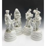 Four large Meissen blanc de chine figures, emblematic of the seasons, probably late 19th century,