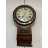 A Victorian inlaid walnut wall clock by W. J. Tabor of Pickering, the two train movement striking on