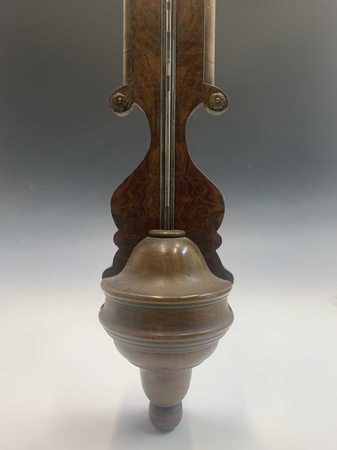 A William III style walnut mercury stick barometer, circa 1900, the brass scale bears signature H. - Image 5 of 9
