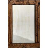 An unusual 19th century rectangular mirror in the style of Galle, inlaid in various woods with a