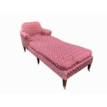 A Howard & Sons mahogany upholstered day bed, 19th century, on square tapering legs, stamped '1867 8