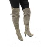 A pair of unworn Tod's mink coloured suede over the knee boots, size six.