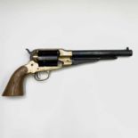 A Henry Krank, Pudsey replica Remington 1858, with blued steel barrel and brass frame, total