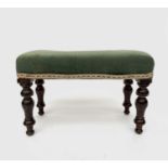 A Victorian mahogany upholstered stool, height 35cm, width 55cm, depth 27cm.