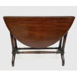A Victorian mahogany sutherland table, the oval top on turned supports and splay feet, height