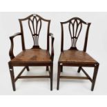 A set of six George III style mahogany dining chairs, including two carvers.Condition report: