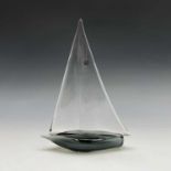 A Murano glass sailing boat signed Elio Raffaeli to base. Height 28.5cm.Condition report: No