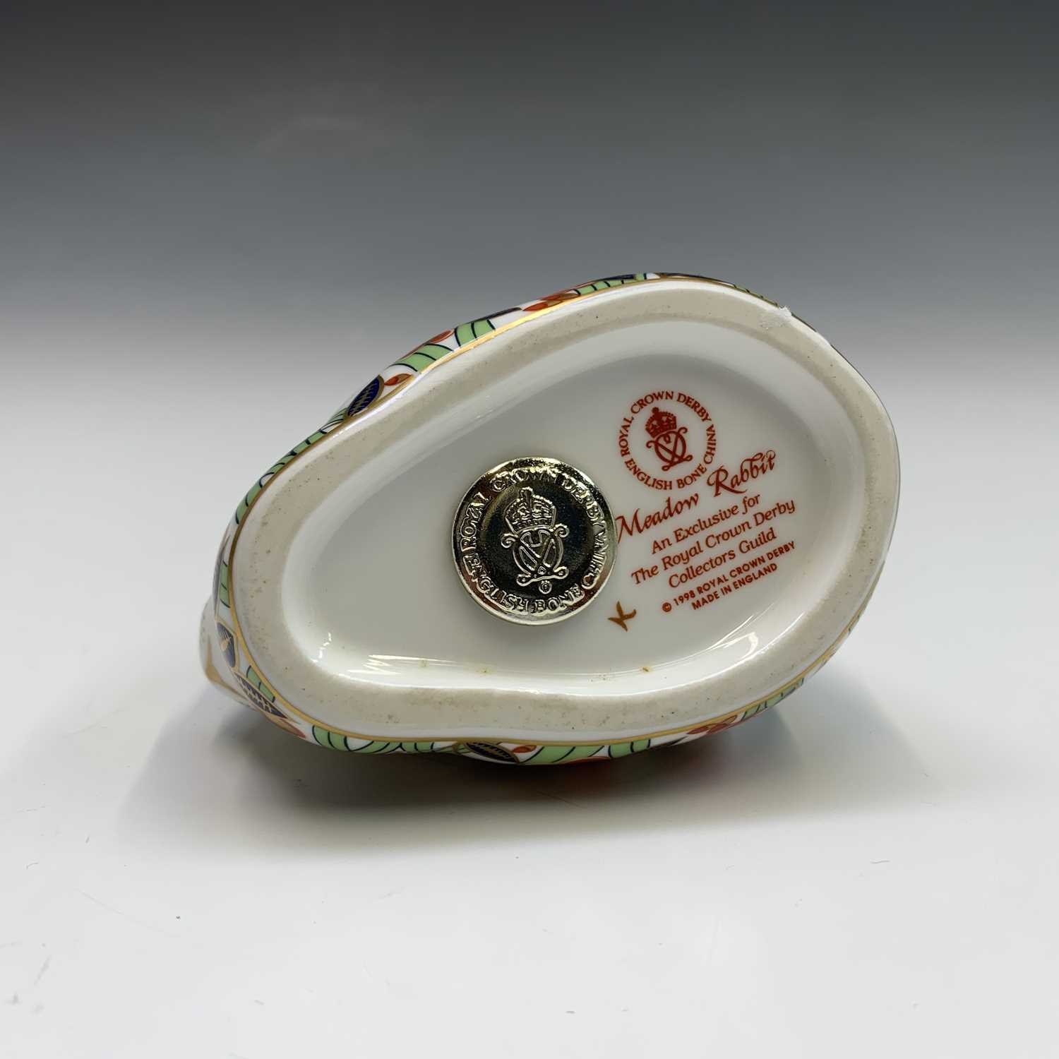 Four Royal Crown Derby paperweights - 'Meadow Rabbit', one other rabbit, 'Derby Doormouse' and 'Bank - Image 5 of 7