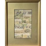 Baxter or Le Blond a group of sixteen miniature prints, each framed and mounted on a hessian