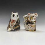 Two Royal Crown Derby paperweights - 'Koala and Baby' and a panda. Tallest 10.5cm.