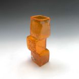 A Geoffrey Baxter for Whitefriars 'Drunken Bricklayer' vase in the tangerine colourway. Height