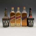 Two bottles of Vat 69 Scotch whisky, together with a bottle of John Walker Special Old Highland