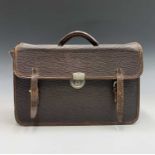A brown leather official document or briefcase, monogrammed in gilt EIIR, the lock stamped Cheney,