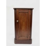 A Victorian mahogany bedside cupboard, fitted a panel door on plinth base, height 76cm, width