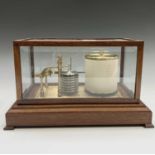 A mahogany barograph by Sewills, Liverpool, second half 20th century, bevel glass panels and