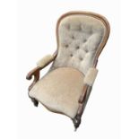 A Victorian mahogany gentlemans armchair, height 98cm, width 62cm.
