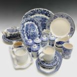 A set of five Spode 'Blue Room' collection covered herb jars, height 11cm, together with other