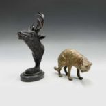An Austrian Bergman style bronze figure of a fierce wolf, with bared teeth and arched back, width
