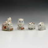 Four Royal Crown Derby paperweights - 'Meadow Rabbit', one other rabbit, 'Derby Doormouse' and 'Bank