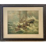 Alfred JENSEN (1859-1935) Wreck of the Gerda Stockholm Chromolithograph