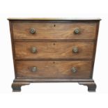 A George III mahogany chest of drawers, with three long drawers on bracket feet, height 87cm,