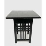 A Glasgow School black painted square occasional table, in the Mackintosh style, later 20th century,