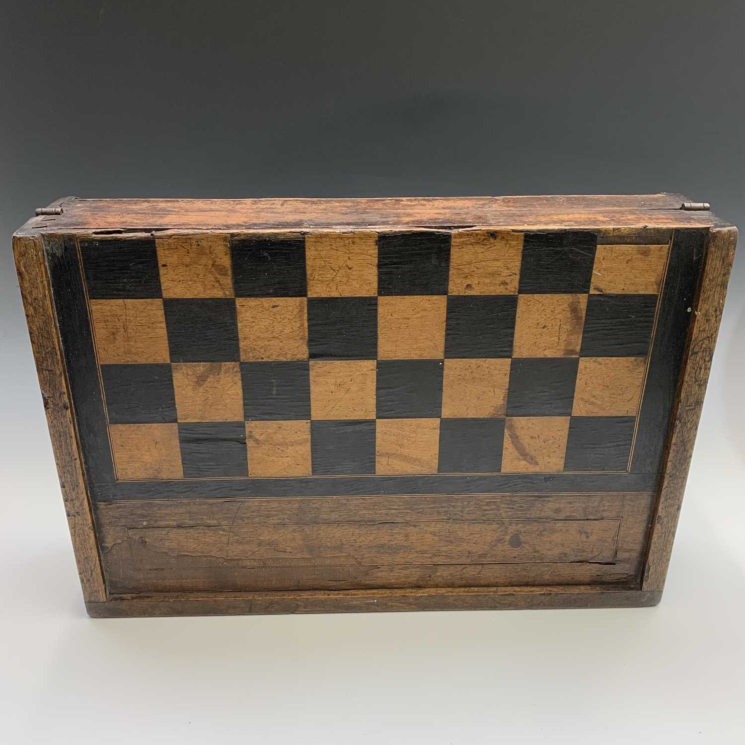 A 19th century mahogany large format mahogany and inlaid folding chess board, total size 53cm X 72cm - Image 3 of 4