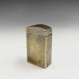 A 19th century silver plated brass lighter engraved with text 'Buffalo Bill Wild West 1892', further