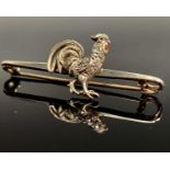 A white gold diamond pave set cockerel brooch with cabochon eye and enamel wattle 3.4gm 41.7mm