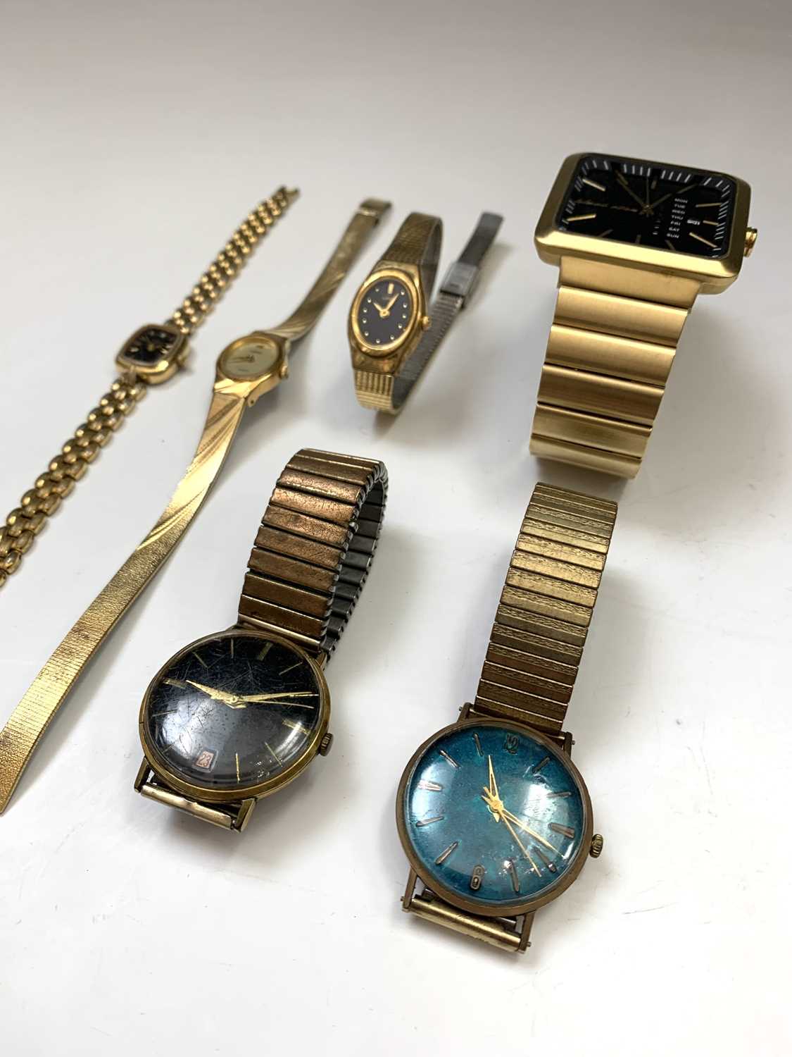 A silver cased fob watch, a 9ct gold gentleman's wristwatch and five other watches. - Image 2 of 10