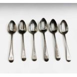 Six George III Old English pattern tablespoons each with leopard on cap crest 11.4oz