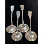 Two pairs of Georgian fiddle pattern sauce ladles 8.2oz