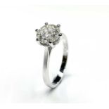 A 1.94ct round brilliant cut diamond ring set in platinum, very good white colourYoutube video of