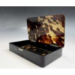 A tortoiseshell box with silver hinges London 1911.Condition report: Dimensions: 12.3 x 20.8 x 3.